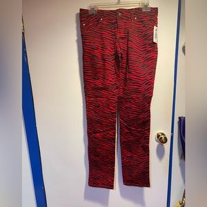 Red & Black Zebra striped jeans from Tripp NYC for Hot Topic BNWT